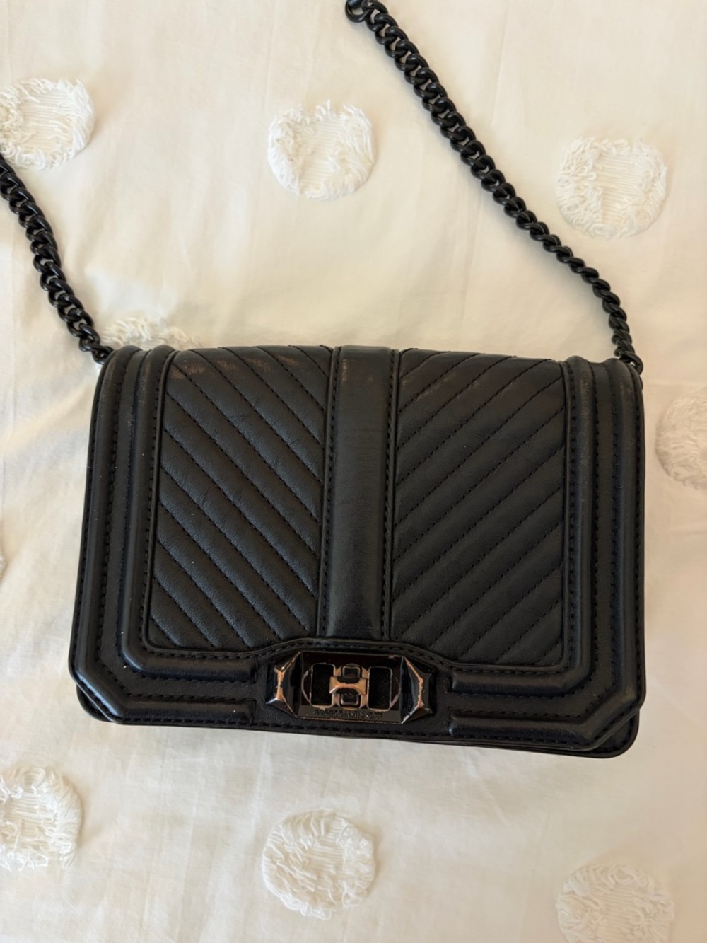 Rebecca Minkoff Black Quilted Chevron Chain Crossbody